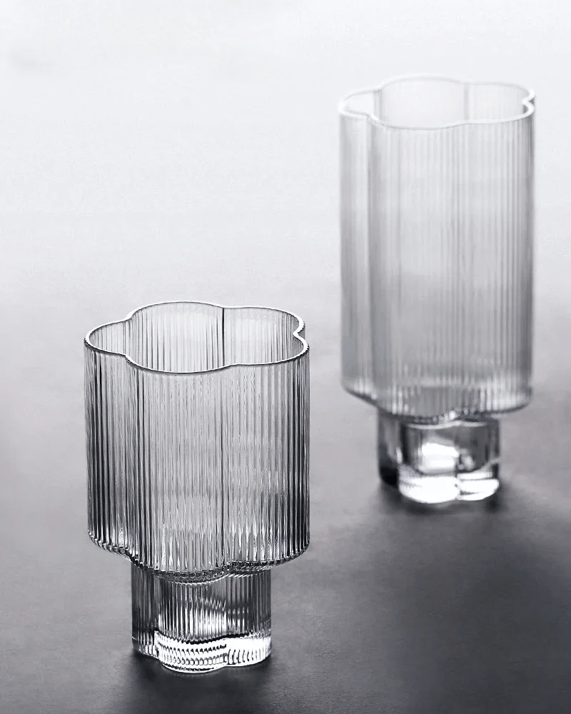 Hommfer – Tasse Fleurie en Verre avec Bord Doré et Carafe - Hommfer