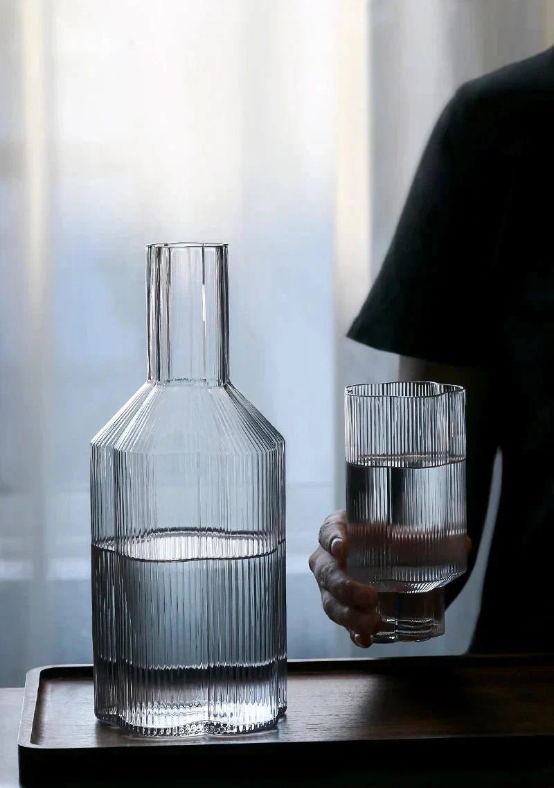 Hommfer – Tasse Fleurie en Verre avec Bord Doré et Carafe - Hommfer