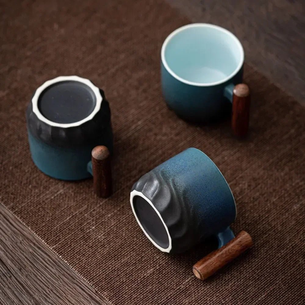 Hommfer – Tasses à espresso en céramique avec poignée en bois - Hommfer