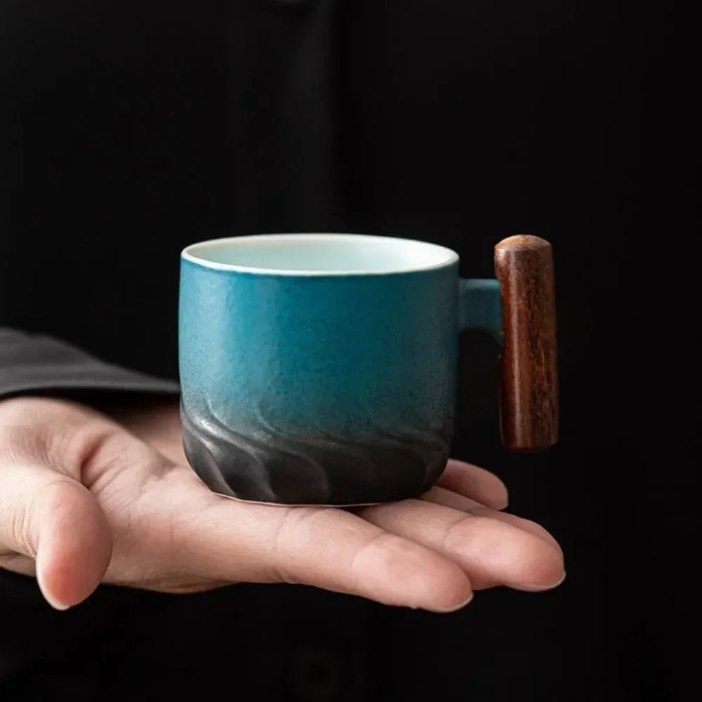 Hommfer – Tasses à espresso en céramique avec poignée en bois - Hommfer