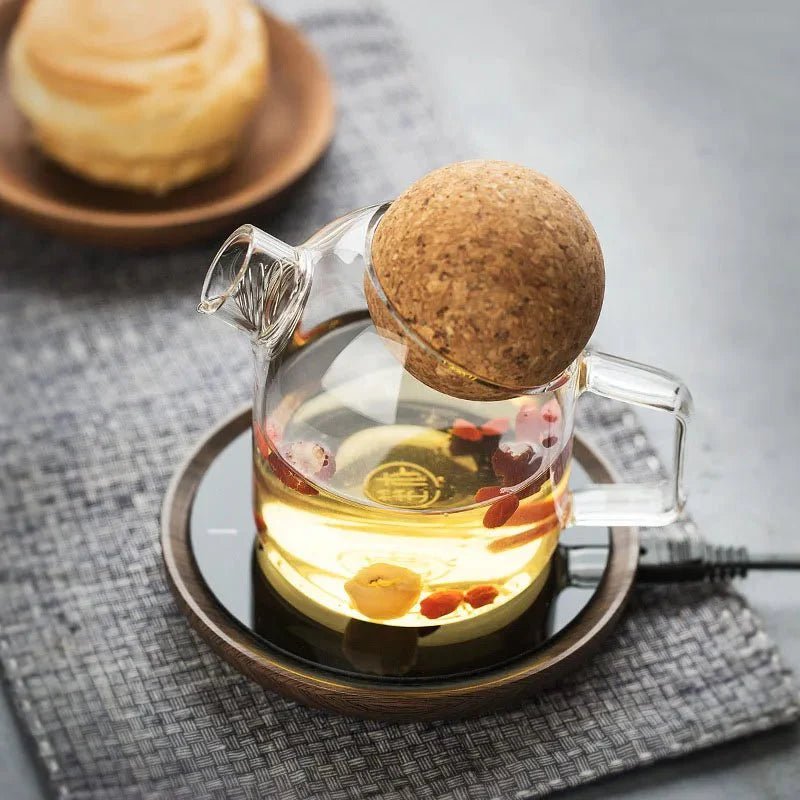 Hommfer – Théière en Verre avec Couvercle en Liège - Hommfer