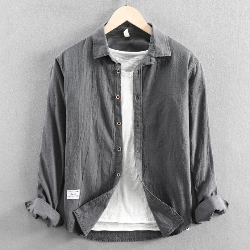 Hommfer - Tono Chemise Homme en Lin et Coton aux Détails Inspirés du Japon pour une Élégance Décontractée et Habillée - Hommfer