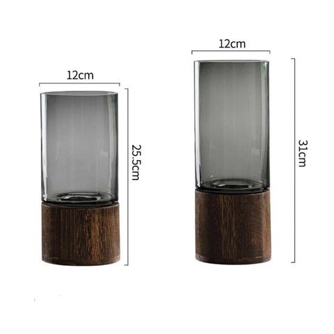 Hommfer - Vase à Fleurs en Verre et Bois - Hommfer