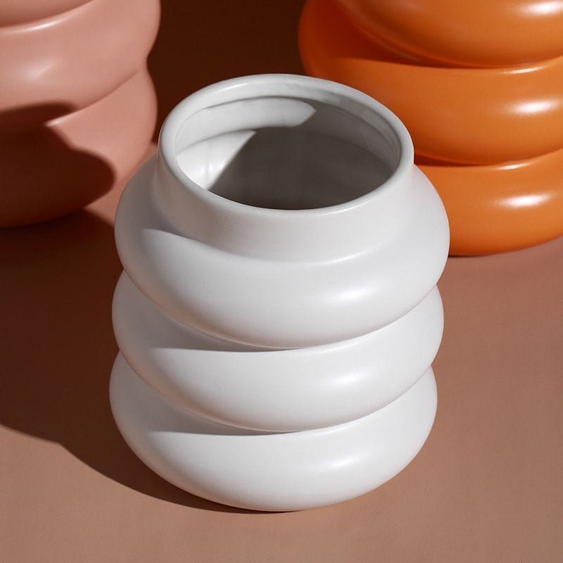 Hommfer – Vase Céramique Spirale Mat pour le Salon - Hommfer