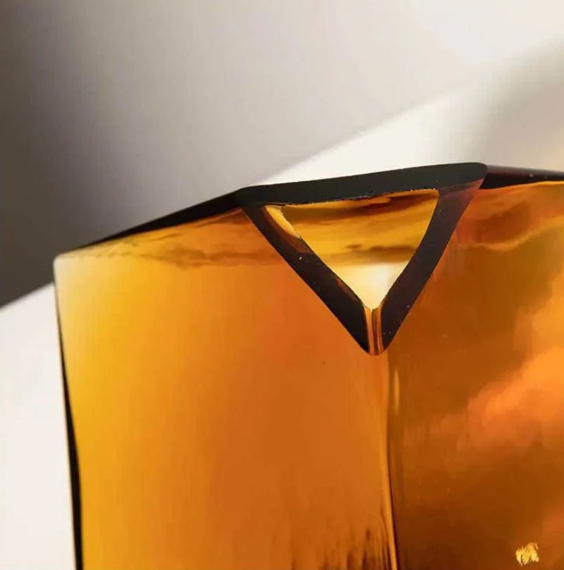 Hommfer – Vase Cube en Verre Ambré pour le Salon - Hommfer