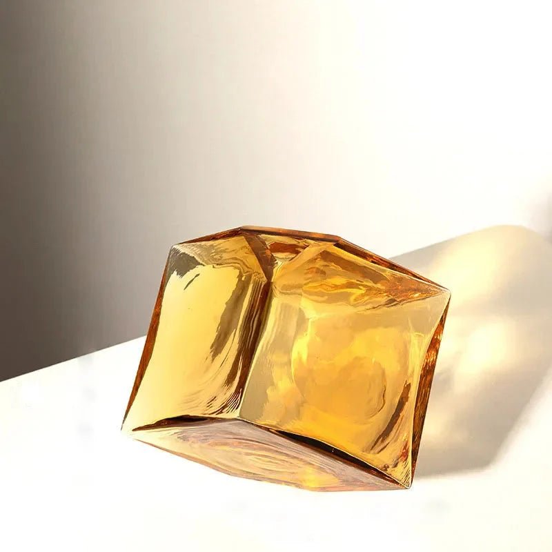 Hommfer – Vase Cube en Verre Ambré pour le Salon - Hommfer