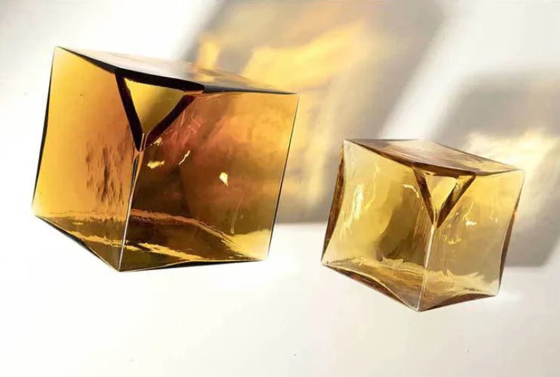 Hommfer – Vase Cube en Verre Ambré pour le Salon - Hommfer