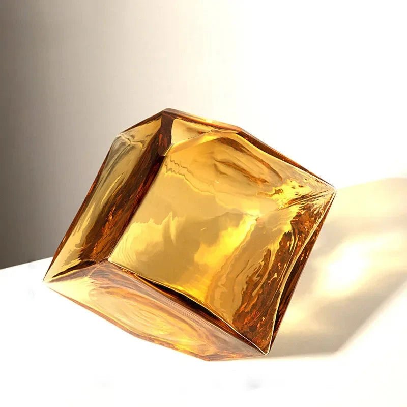 Hommfer – Vase Cube en Verre Ambré pour le Salon - Hommfer