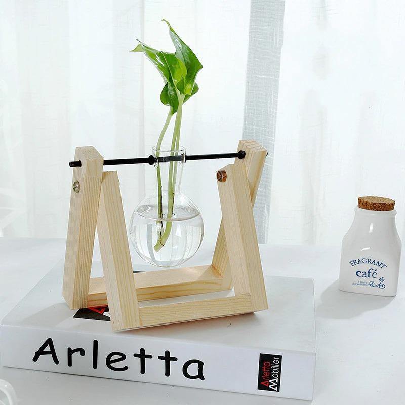 Hommfer – Vase de Bouturage en Verre avec Support en Bois A - Frame - Hommfer