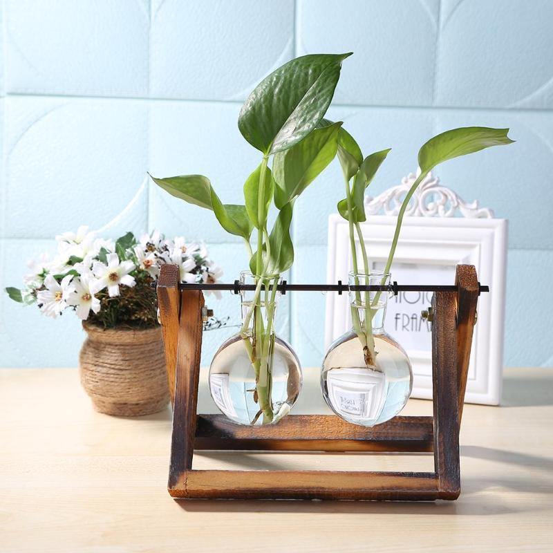 Hommfer – Vase de Bouturage en Verre avec Support en Bois A - Frame - Hommfer