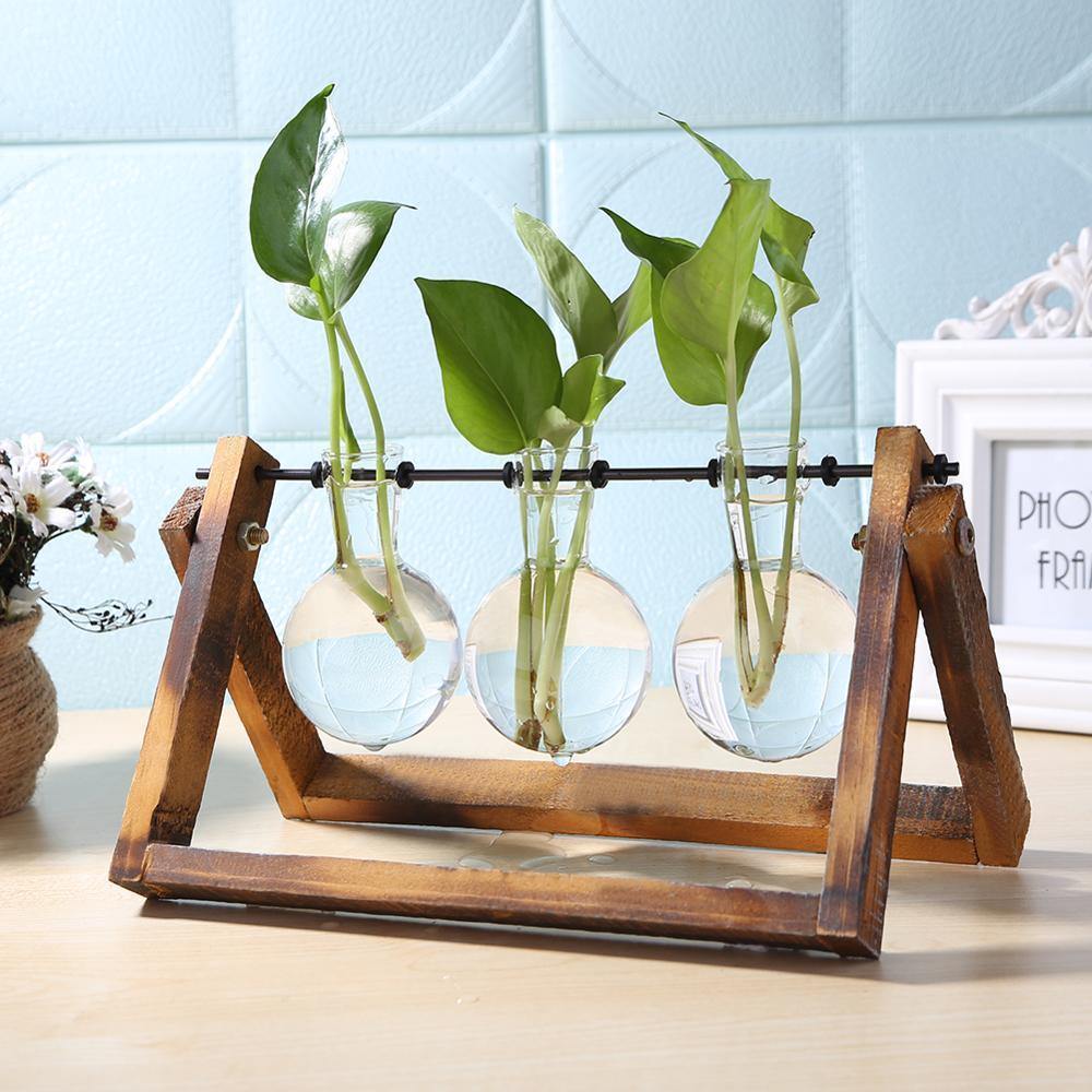 Hommfer – Vase de Bouturage en Verre avec Support en Bois A - Frame - Hommfer