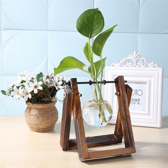 Hommfer – Vase de Bouturage en Verre avec Support en Bois A - Frame - Hommfer