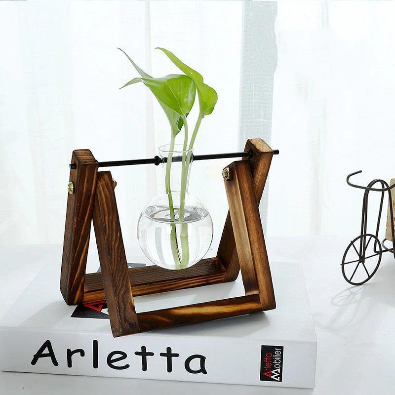 Hommfer – Vase de Bouturage en Verre avec Support en Bois A - Frame - Hommfer