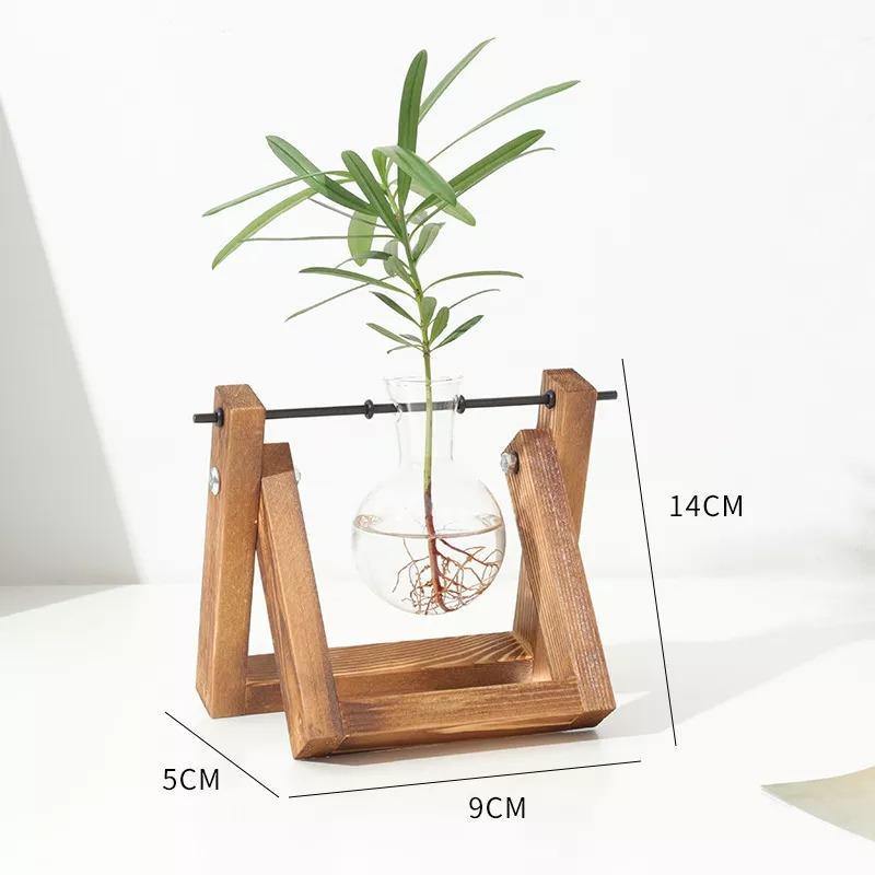 Hommfer – Vase de Bouturage en Verre avec Support en Bois A - Frame - Hommfer