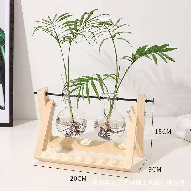 Hommfer – Vase de Bouturage en Verre avec Support en Bois A - Frame - Hommfer