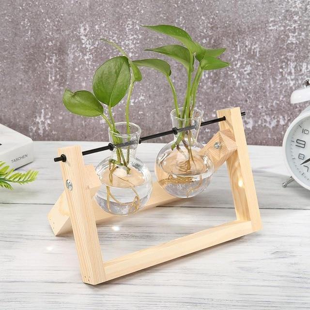 Hommfer – Vase de Bouturage en Verre avec Support en Bois A - Frame - Hommfer