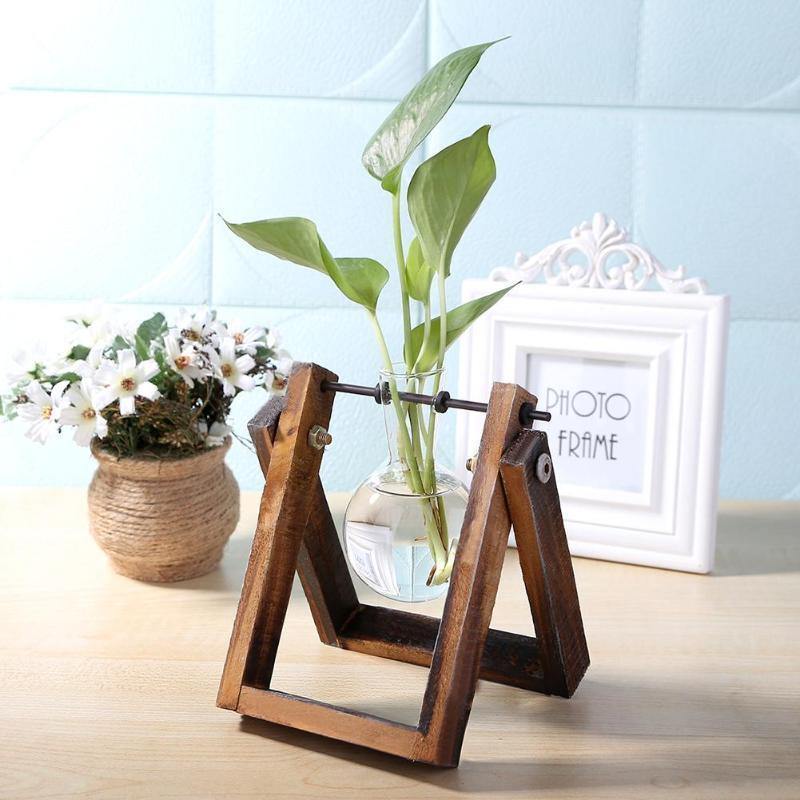 Hommfer – Vase de Bouturage en Verre avec Support en Bois A - Frame - Hommfer