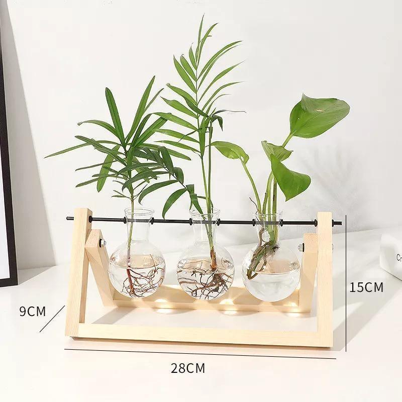 Hommfer – Vase de Bouturage en Verre avec Support en Bois A - Frame - Hommfer