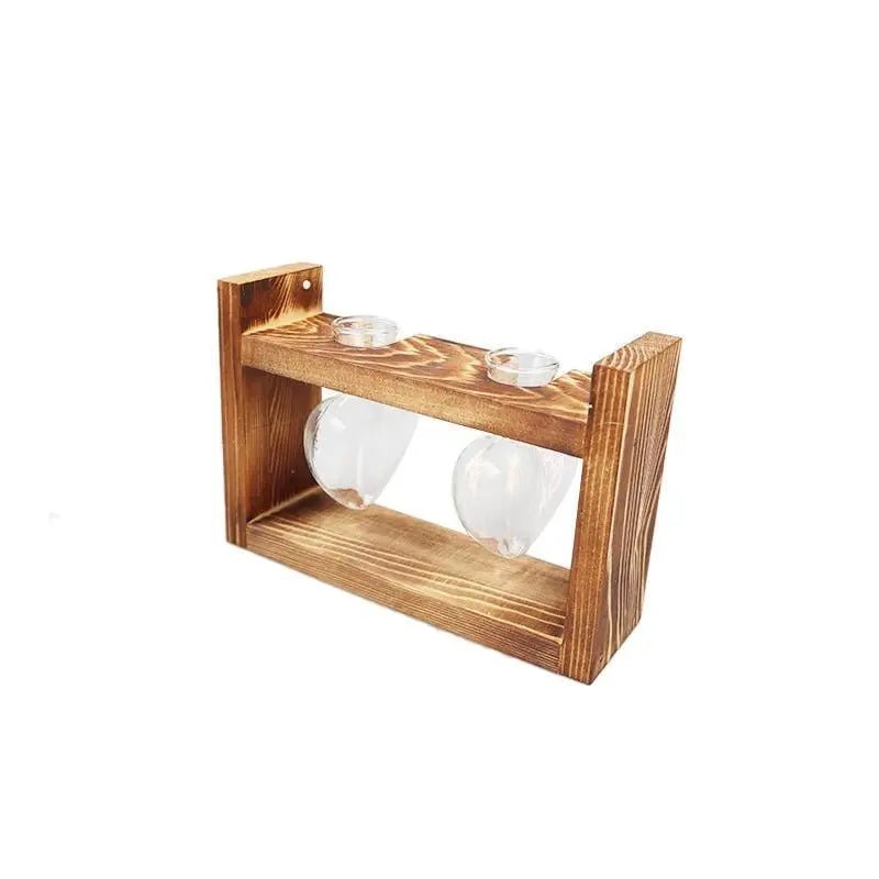 Hommfer – Vase de propagation en verre en forme de cœur avec support en bois - Hommfer