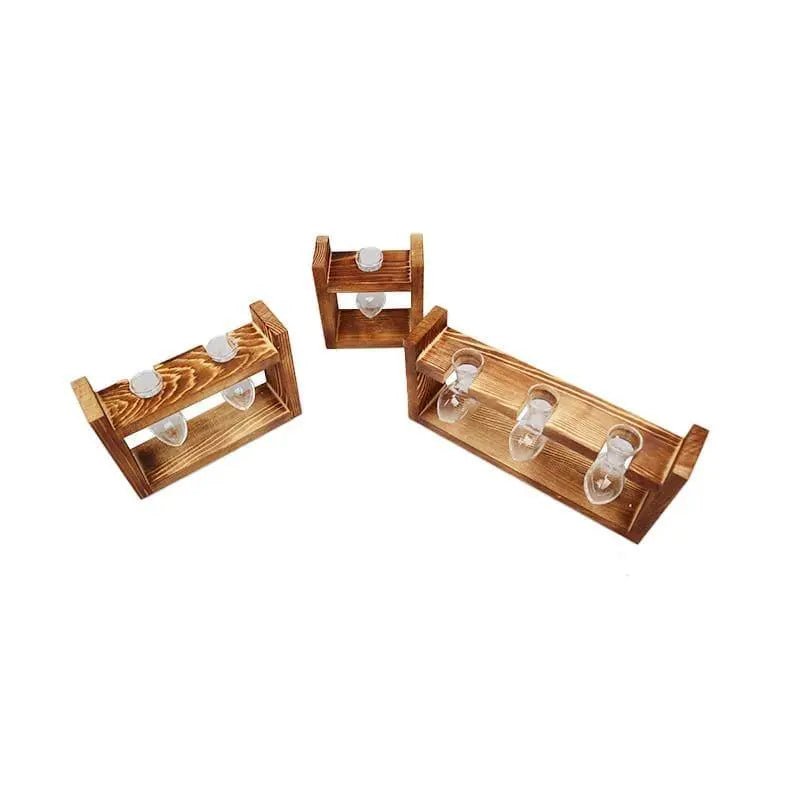 Hommfer – Vase de propagation en verre en forme de cœur avec support en bois - Hommfer