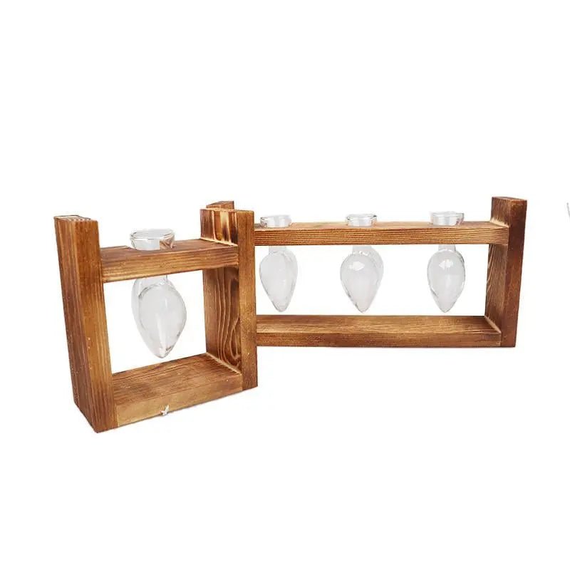 Hommfer – Vase de propagation en verre en forme de cœur avec support en bois - Hommfer