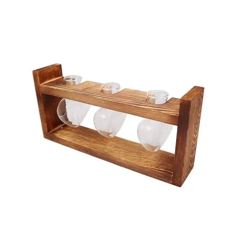 Hommfer – Vase de propagation en verre en forme de cœur avec support en bois - Hommfer