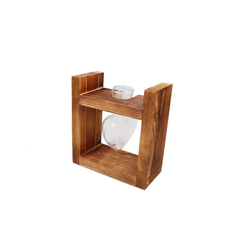 Hommfer – Vase de propagation en verre en forme de cœur avec support en bois - Hommfer