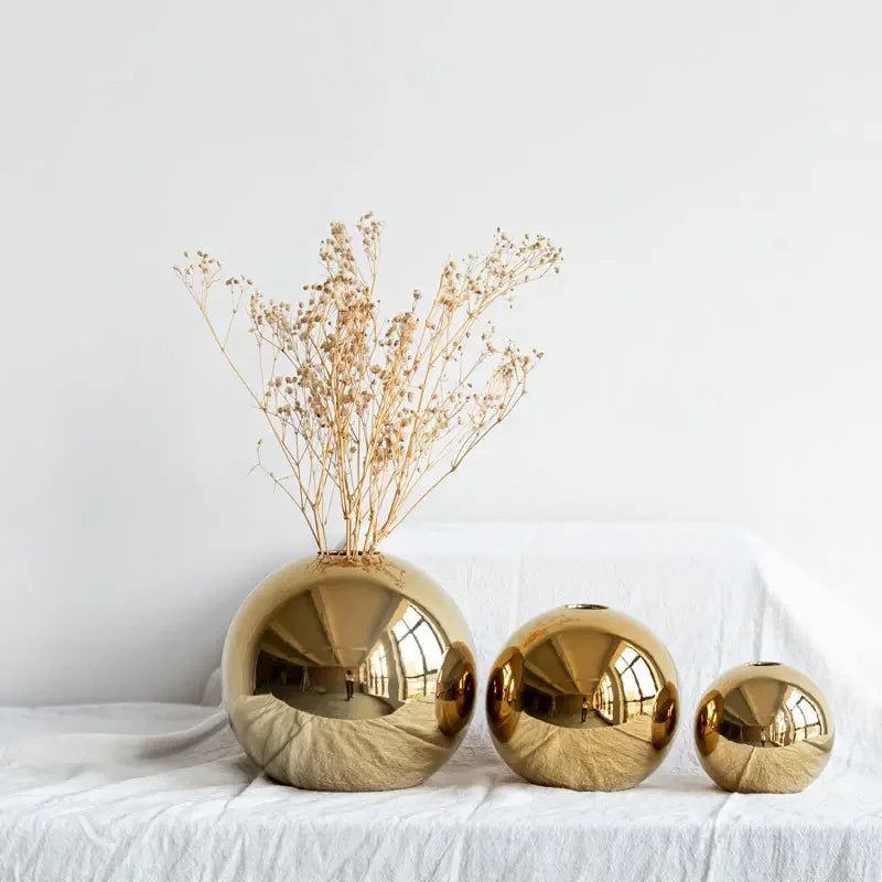 Hommfer - Vase en céramique dorée décoratif - Hommfer