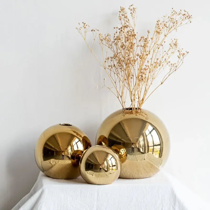 Hommfer - Vase en céramique dorée décoratif - Hommfer