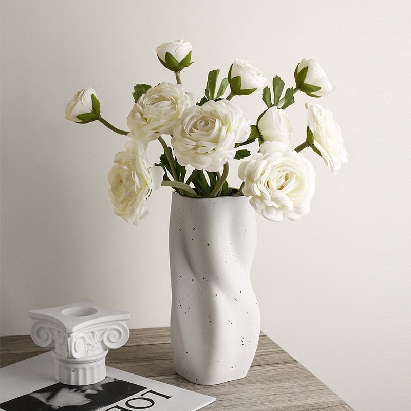 Hommfer – Vase en Céramique Torsadée Blanc et Bleu pour Salon - Hommfer