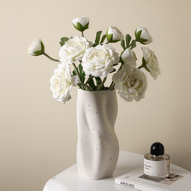 Hommfer – Vase en Céramique Torsadée Blanc et Bleu pour Salon - Hommfer