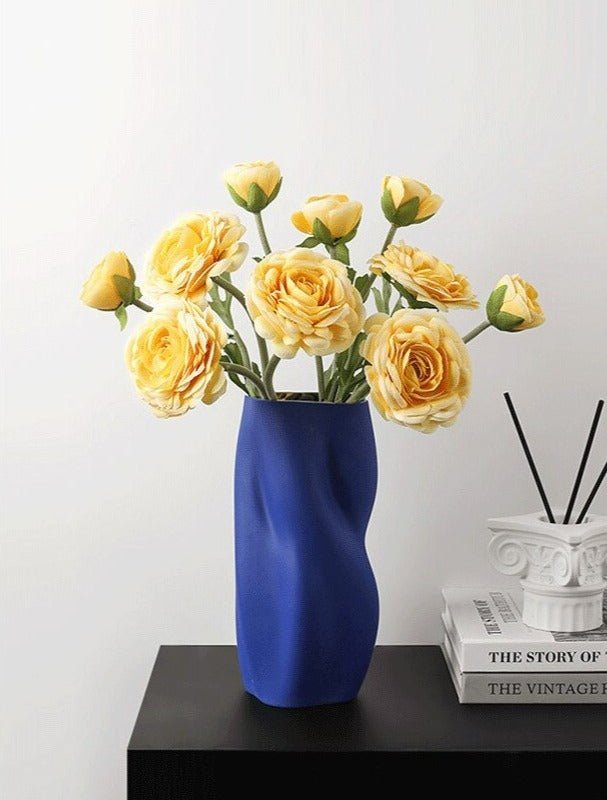 Hommfer – Vase en Céramique Torsadée Blanc et Bleu pour Salon - Hommfer