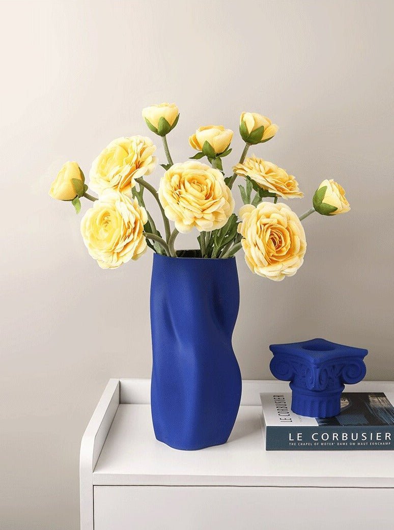 Hommfer – Vase en Céramique Torsadée Blanc et Bleu pour Salon - Hommfer