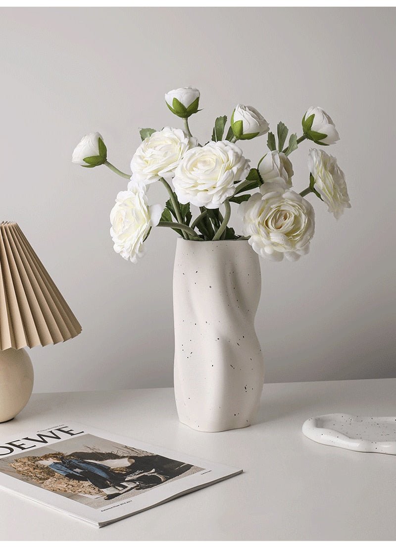 Hommfer – Vase en Céramique Torsadée Blanc et Bleu pour Salon - Hommfer