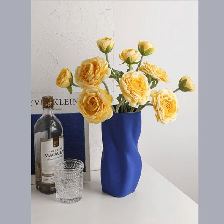 Hommfer – Vase en Céramique Torsadée Blanc et Bleu pour Salon - Hommfer