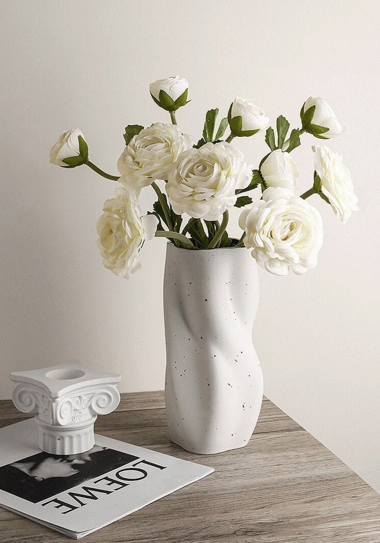 Hommfer – Vase en Céramique Torsadée Blanc et Bleu pour Salon - Hommfer