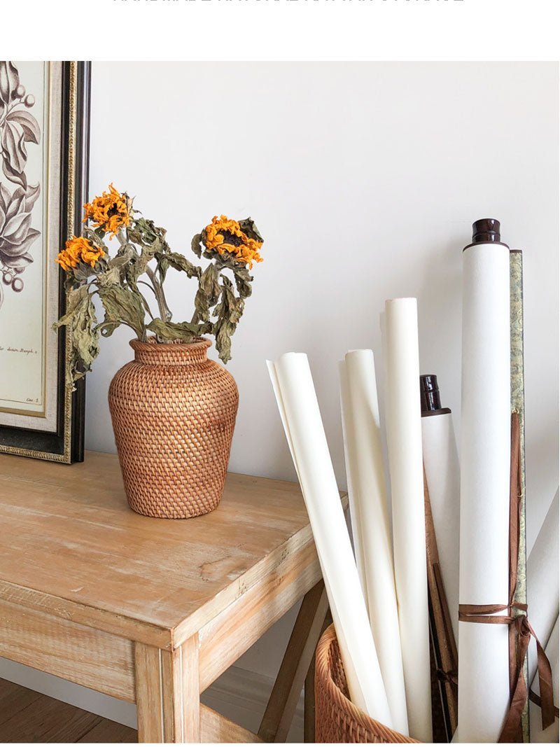 Hommfer – Vase en Rotin Tressé à la Main pour le Salon - Hommfer