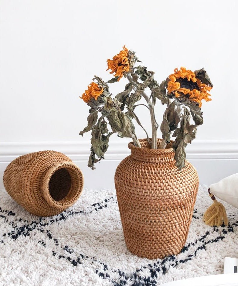 Hommfer – Vase en Rotin Tressé à la Main pour le Salon - Hommfer