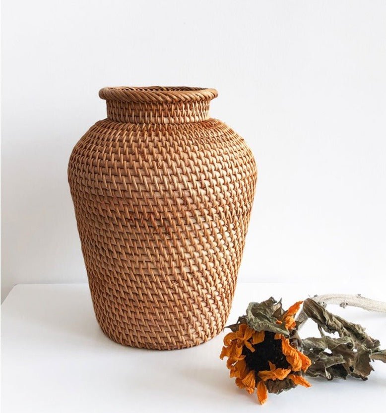 Hommfer – Vase en Rotin Tressé à la Main pour le Salon - Hommfer