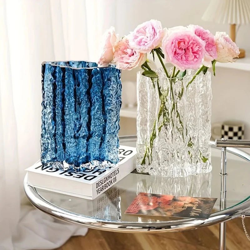 Hommfer – Vase en verre givré texturé pour le salon - Hommfer