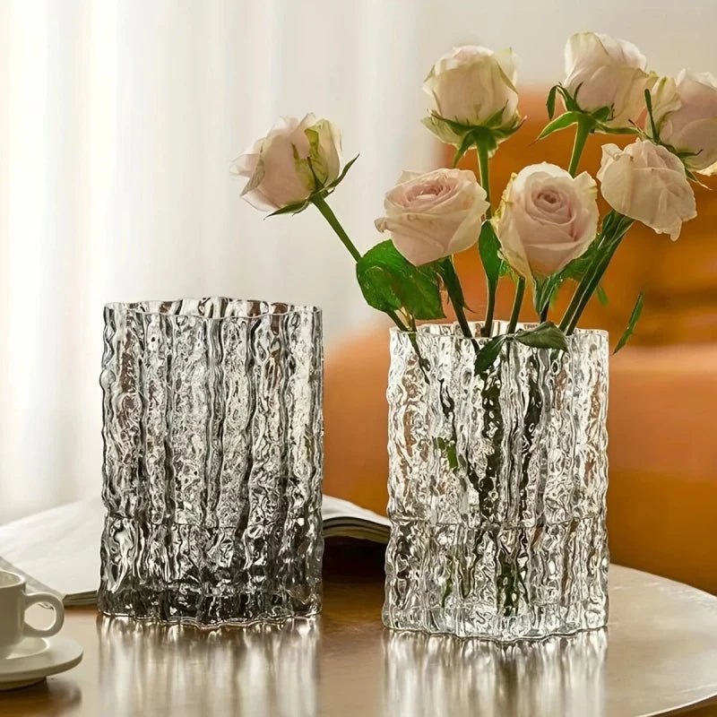 Hommfer – Vase en verre givré texturé pour le salon - Hommfer