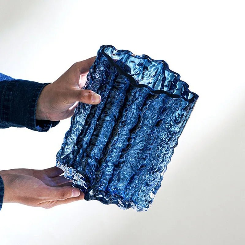 Hommfer – Vase en verre givré texturé pour le salon - Hommfer
