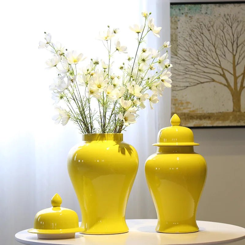 Hommfer – Vase Jaune en Céramique Style Gingembre Chinois - Hommfer
