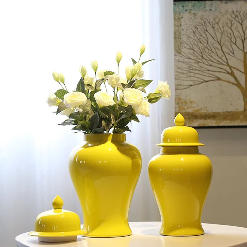 Hommfer – Vase Jaune en Céramique Style Gingembre Chinois - Hommfer