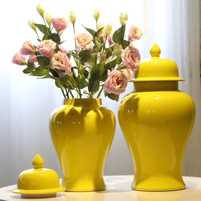 Hommfer – Vase Jaune en Céramique Style Gingembre Chinois - Hommfer