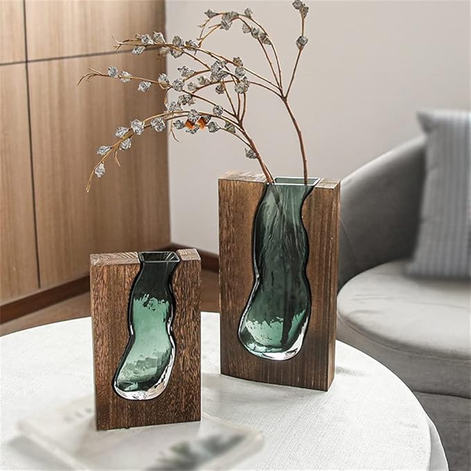 Hommfer – Vase Minimaliste en Bois et Verre - Hommfer