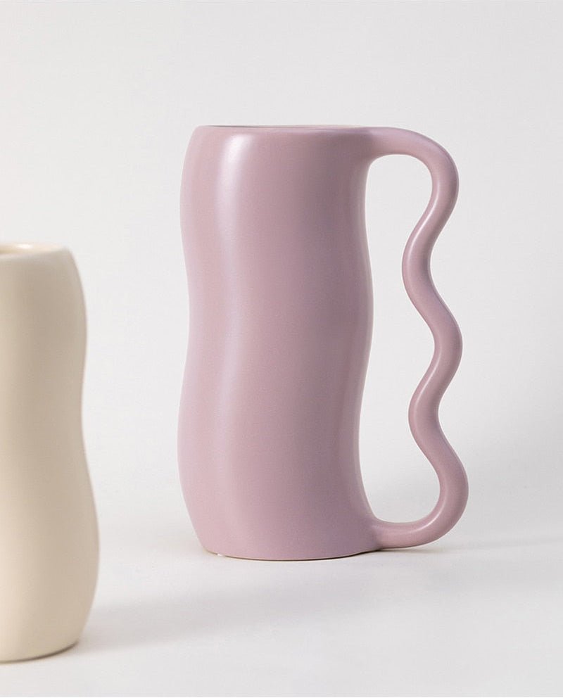Hommfer - Vase Ondulé en Céramique Lavande Crème - Hommfer