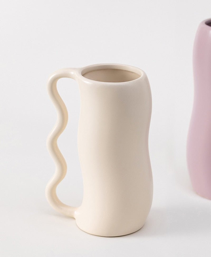 Hommfer - Vase Ondulé en Céramique Lavande Crème - Hommfer