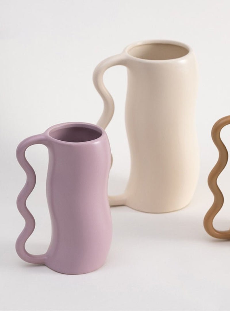 Hommfer - Vase Ondulé en Céramique Lavande Crème - Hommfer