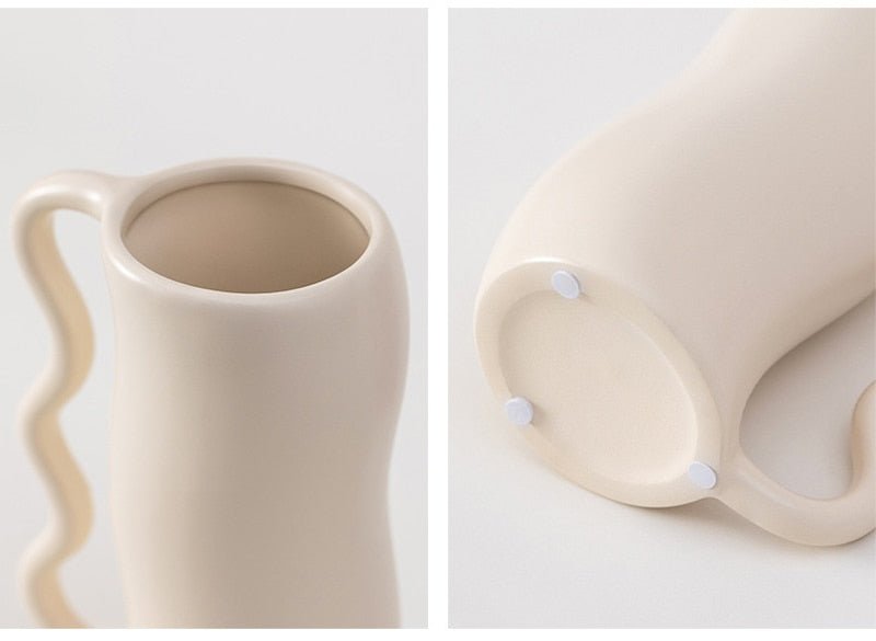 Hommfer - Vase Ondulé en Céramique Lavande Crème - Hommfer